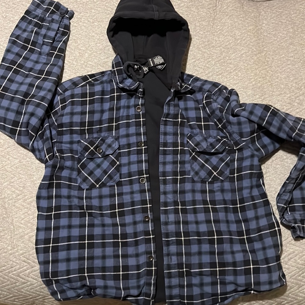 Chaps blue flannel jacket hoodie